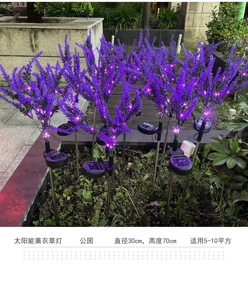 2025 New Purple Lavender Flower Solar Garden Lights Outdoor Decorative Lawn Lamp for Patio Yard Decor