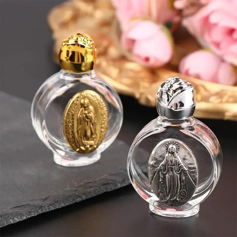 1Pc Holy Water Jesus Bottle Religious Cross Bottle Christian Virgin Sculpture Bottle Holy Water Bottle