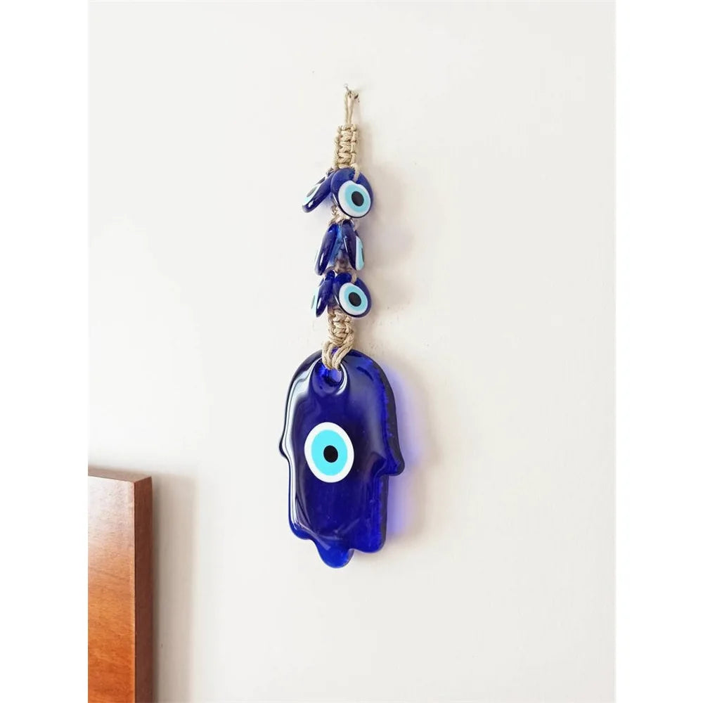 Handwoven Turkish Evil Eye Car Interior Decoration Wall Hanging Decor Unique European Style Fatima Blue Eye Decorative Ornament