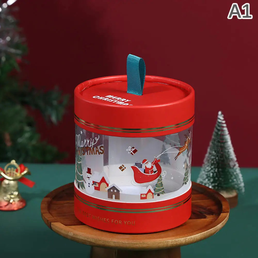 Christmas Gift Packaging Box Festive Dessert Party Decoration Treats Cake Hug Bucket Plastic Transparent Storage Case Home