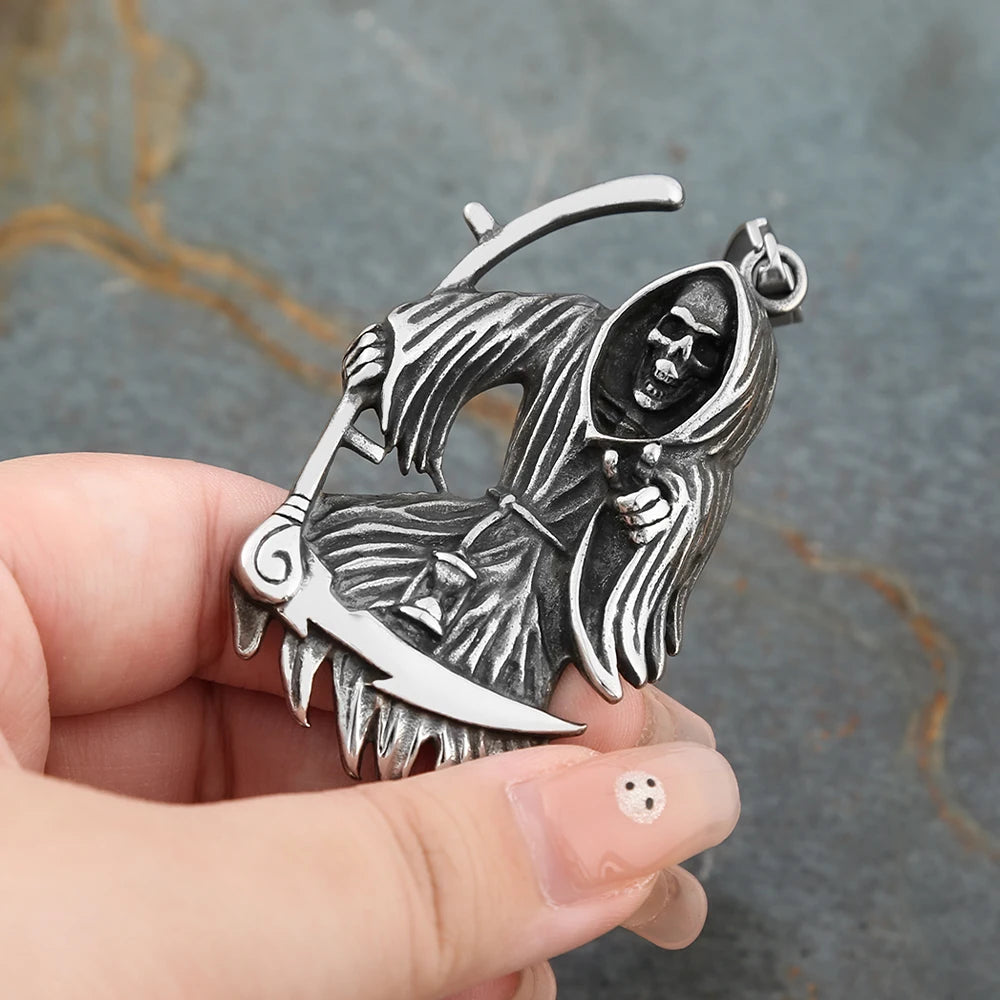 Gothic Hip Hop Skull Pendant Necklaces For Men Stainless Steel Punk Fashion Skeleton Necklace Halloween Jewelry Gifts Wholesale