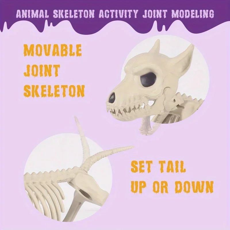 Halloween Decor Creative Home Ornament Animal Skeleton Little Wolf Skeleton Indoor Outdoor Garden Decoration