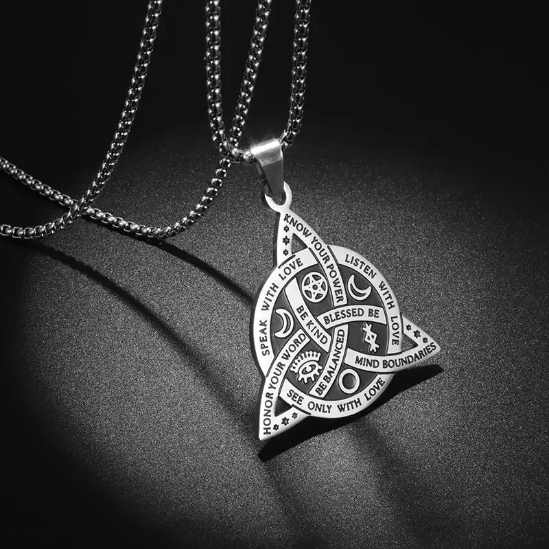 Vintage Hindu Symbols Rune Amulet Pendant Necklace Charm Men\'s Religious Style Prayer Amulet Jewelry Gift