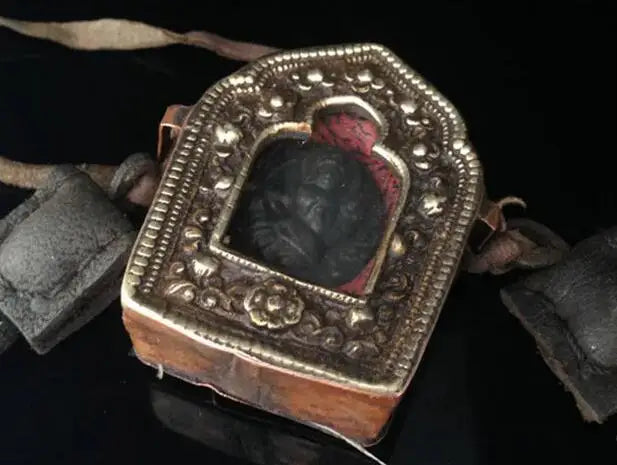 Tibet Brass Old Golden Temple Big Prayer Box for Man Tibetan GAU Amulets Buddhist Handcrafts