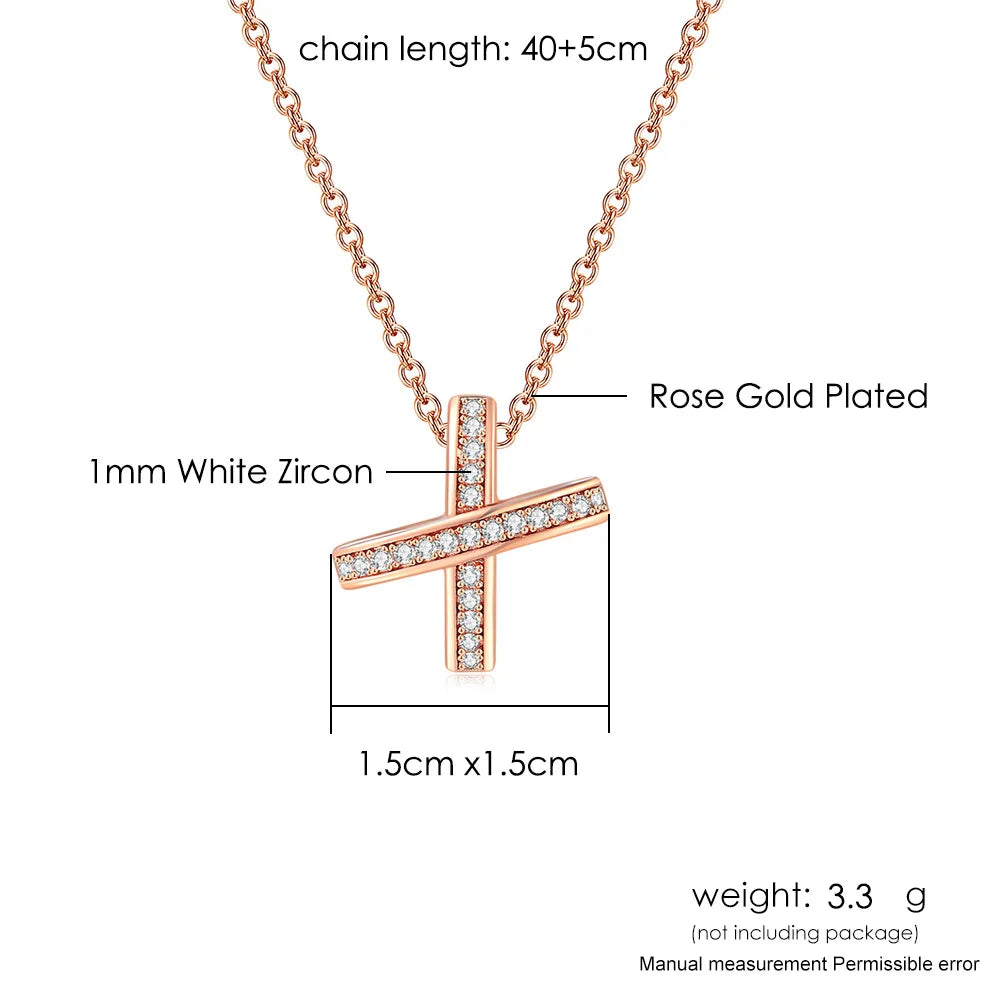 X Cross Pendants Necklace for Women Aesthetic Crosses Rose Gold Color Choker Chain on Neck Collar Necklace Fashion Jewelry N205
