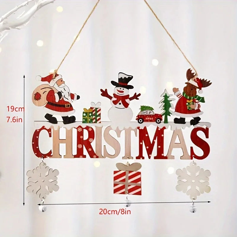 Christmas Wooden Decorations Wall Porch Letter Pendant Snowman Hang Up Creative Decorative Crafts