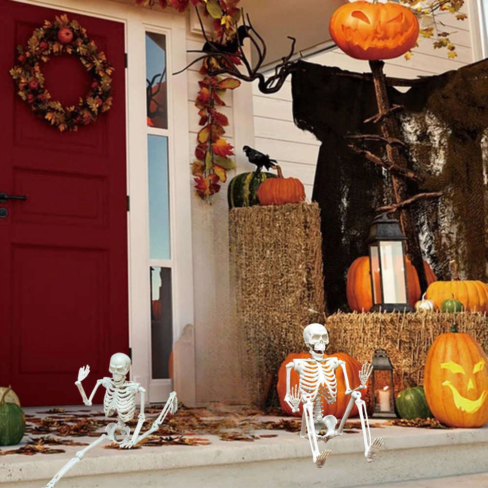2 pcs Halloween Skeleton Decoration Plastic Vivid Design Joint movement effect 46cm Home Ornament Bone Decor Movable Joints