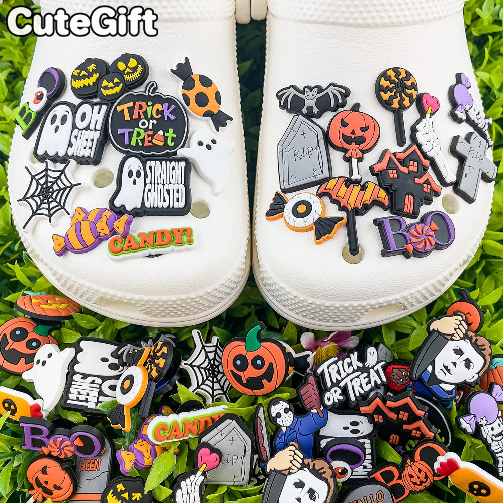 1pcs PVC Halloween Witches Shoe Charms for Women Men Girls Kids,Pumpkins Trick Or Treat Shoe Decorations Pins,Clog Buckles Gifts