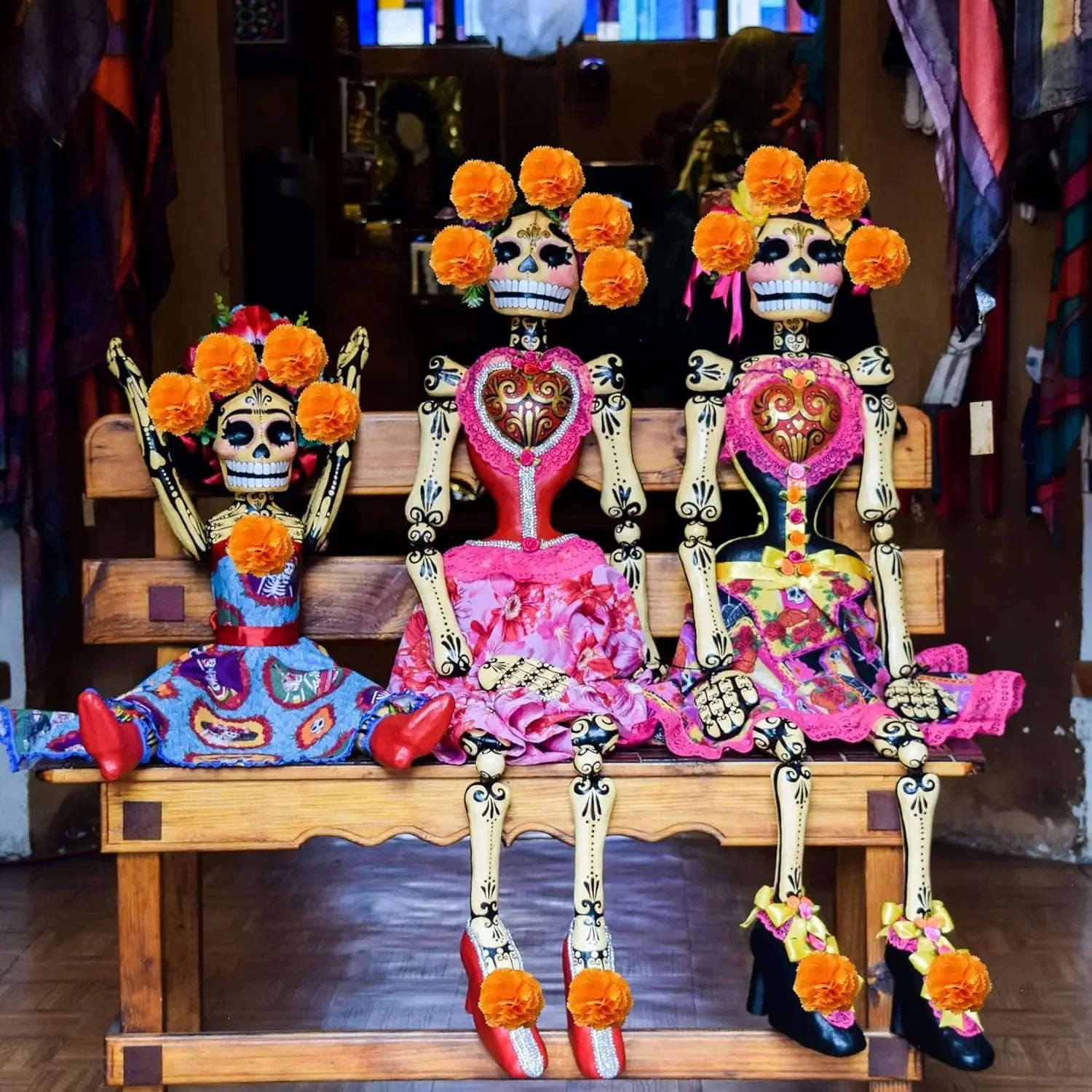 Artificial Marigold Flowers Day of The Dead Dia De Los Muertos Mexican for Diwali Home DIY Decoration Halloween Decor for Indian