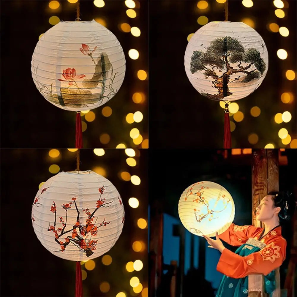 Hanfu matching Mid-autumn Festival National Day Toys Gifts Home Decoration Flower Lantern Round Lamp Lampshade Paper Lantern
