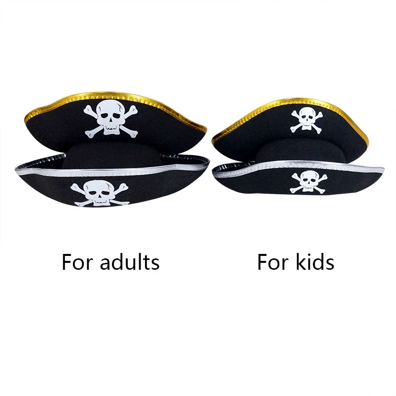 Halloween Pirate Cosplay Party Set Pirate Eye Patches Pirate Flag Skull Print Pirate Captain Costume Cap for Halloween Kids Gift