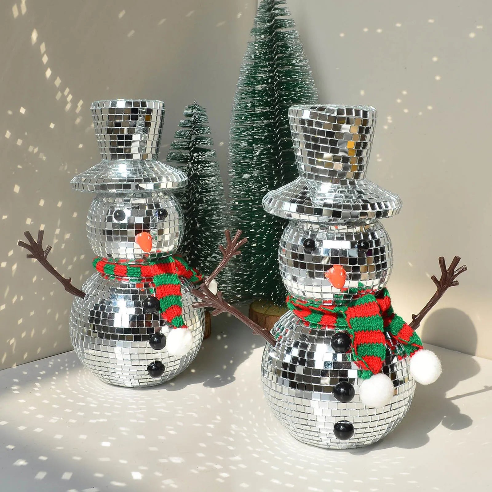 Creative Christmas Snowman Disco Ball Statue Reflective Winter Decoration Holiday Gatherings Decoration Supplies Christmas Gifts
