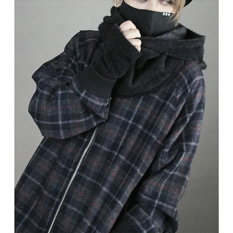 Japanese Harajuku Embroidery New Plush Dark Series Hat Student Boys and Girls Cat Ears Hats Scarf Winter Hat Y2K Halloween Cap