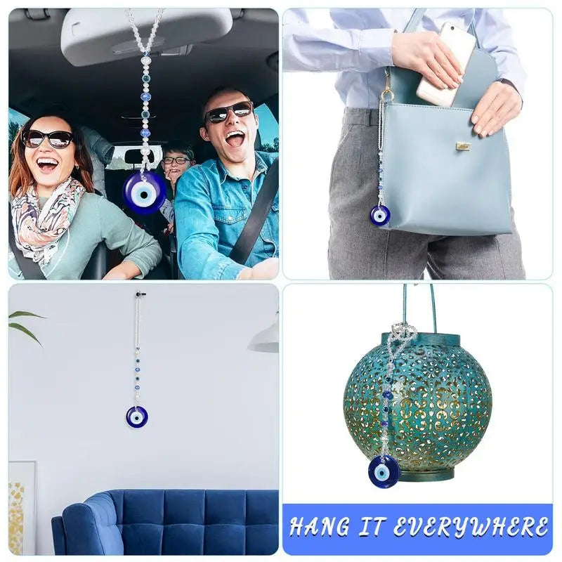Evil Eye For Car Evil Blue Eye Accessory Rear View Mirror Charm Shining Evil Blue Eye Car Charm Window Pendent For Rear View