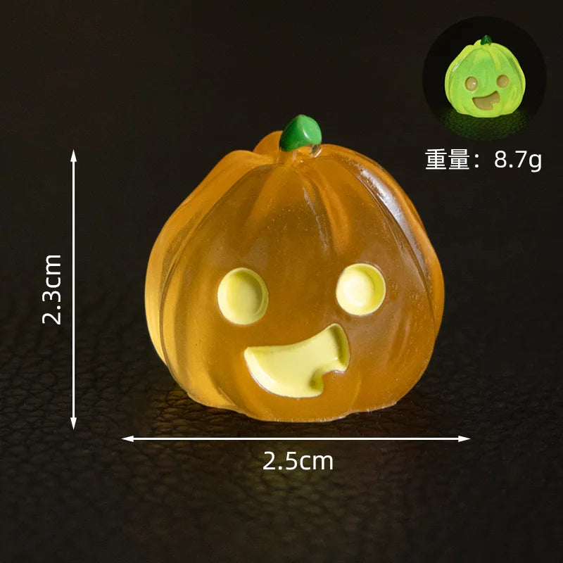 8PCS Halloween Ghost Simulation Small Pumpkin Ornament Home Desktop Living Room Micro Landscape Ornament Resin Diy Crafts 2025