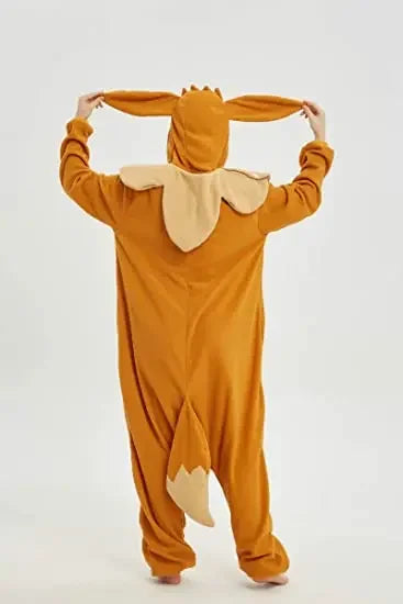 Brown Eevee Adult Onesies Kigurumi Cartoon Animal Fleece Unisex Pyjama Halloween Christmas Cosplay Holiday Party Clothes