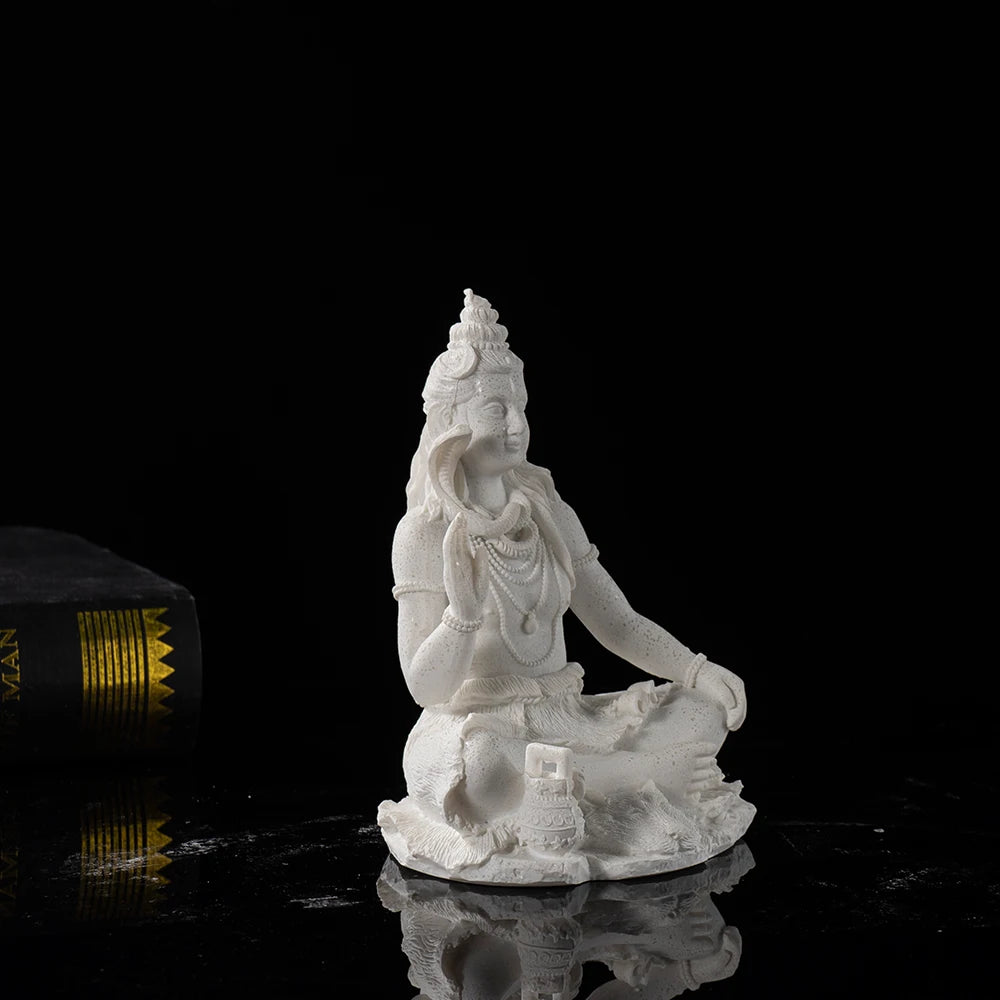 Vilead 13cm Sandstone Shiva Statue Yoga Figurine Ornament Zen Meditation Buddha Decor India Religion Feng Shui Craft Home Living