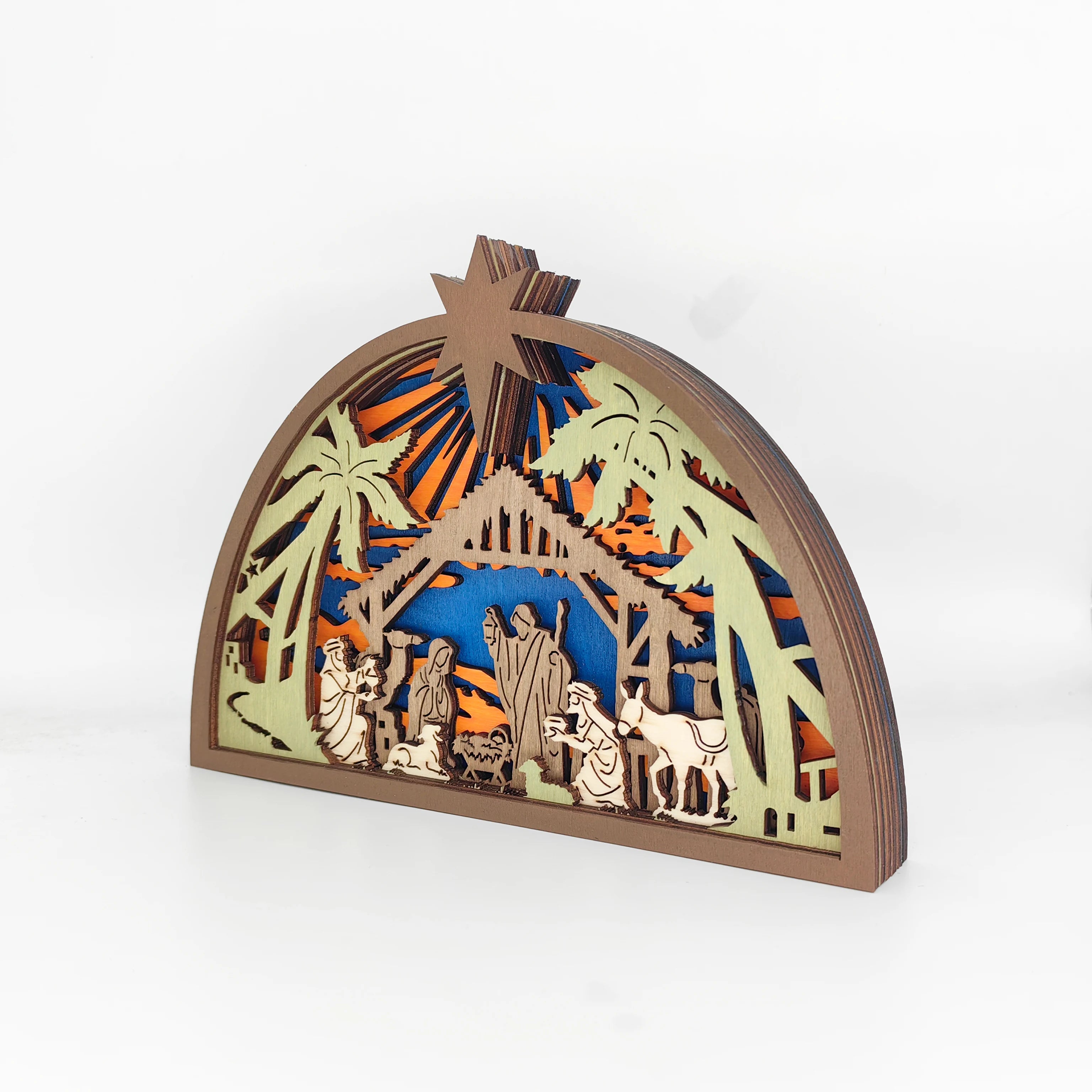 New Christmas Wooden Crafts Wooden Christmas Jesus Ornaments Home Holiday Decorations