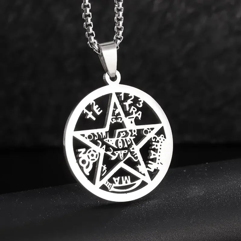 Vintage Hindu Symbols Rune Amulet Pendant Necklace Charm Men\'s Religious Style Prayer Amulet Jewelry Gift