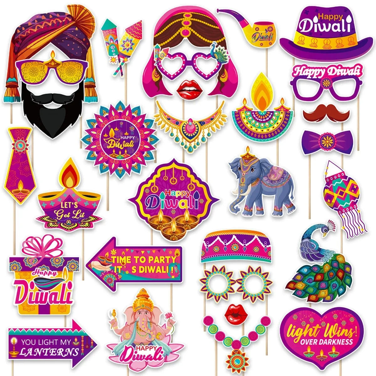 Happy Diwali Party Honeycomb Table Decoration Diwali Elephant Peacock Ornaments Happy Festival of Lights Party Decor