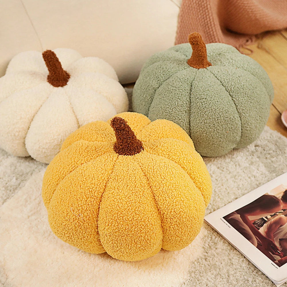 20CM Creative Home Pumpkin Plush Toy Living Room Sofa Decoration Throw Pillow Particles Plush Pumpkin Doll Halloween Dress Up