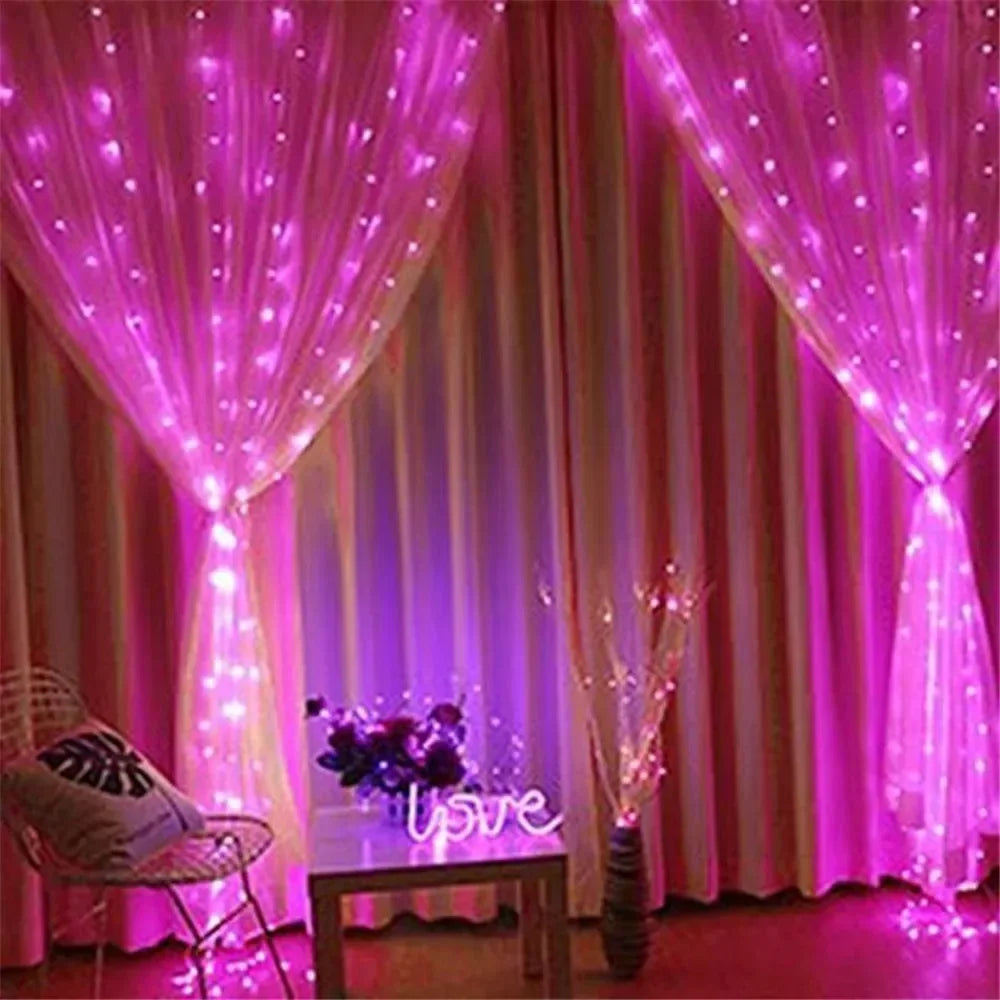 LED Curtain String Light Beautiful Window Ornament USB Powered Indoor Christmas New Year Garland Led Lights Halloween Decoration
