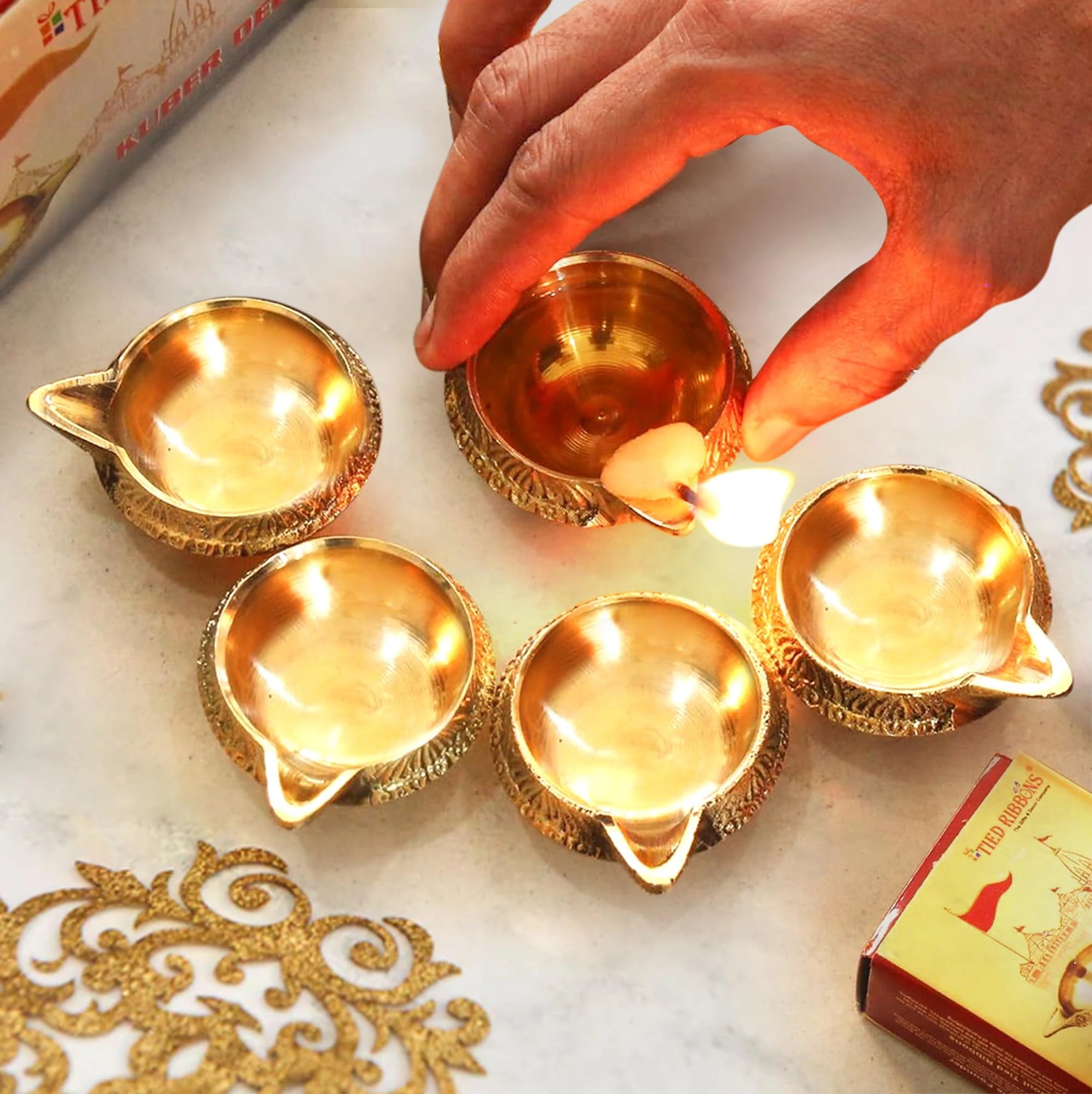 4-50Pcs Diwali Diya Lamp Brass Oil Lamp Copper Butter Lamp Holder Traditional Indian Oil Lamp for Puja Kuber Indian Diwali Gifts