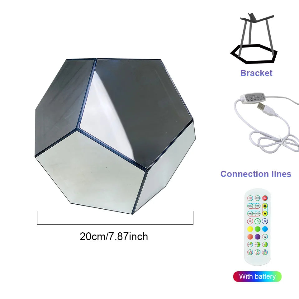 LED RGB Night Lights Dodecahedron Dreamy Geometric Space Lights Atmosphere Night Creative Color Home Decorative Light Gifts