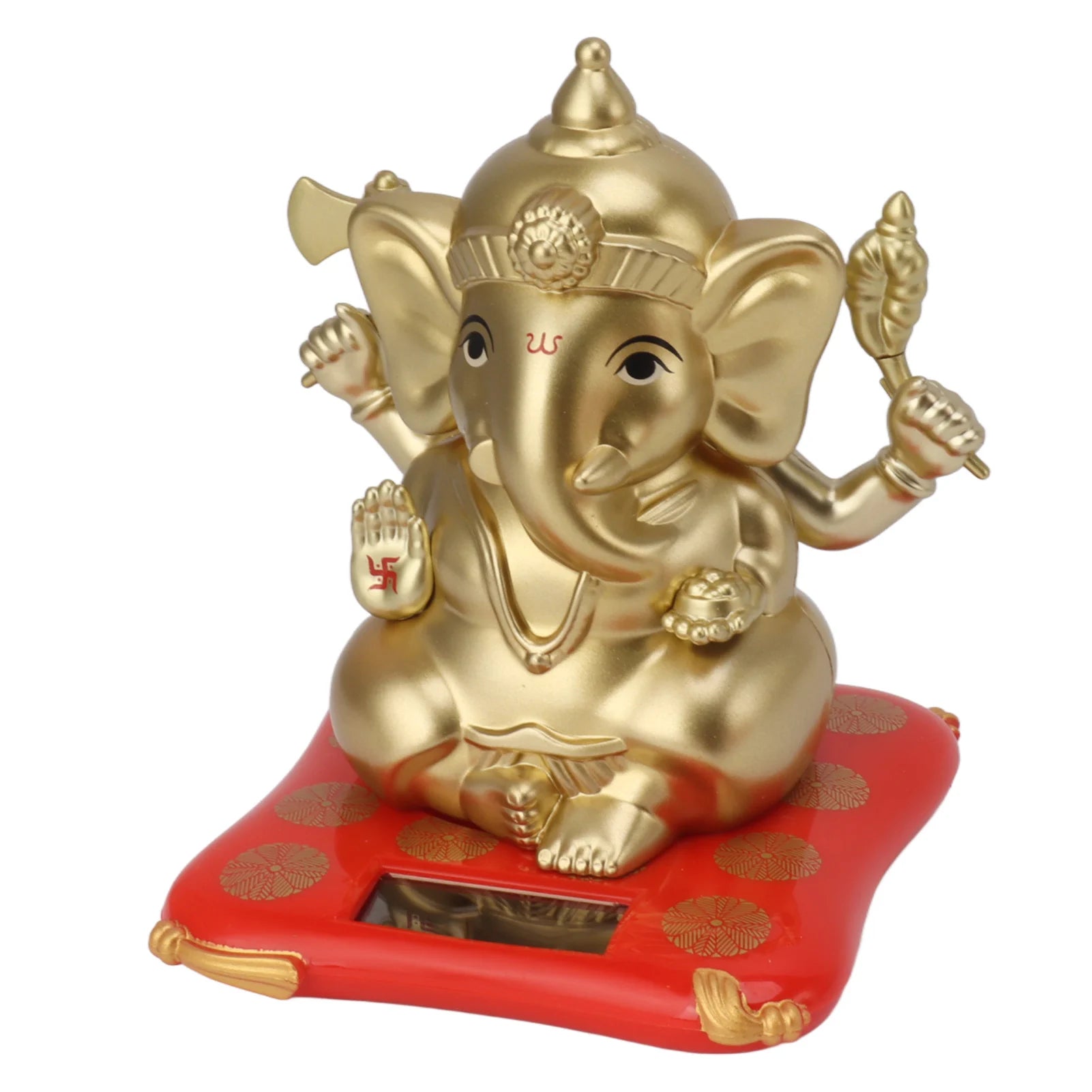 Ganesha Elephant God Statue ABS Solar Powered Indian Ganesha Figurine Ornament for Car Dashboard Home Decor Crafts