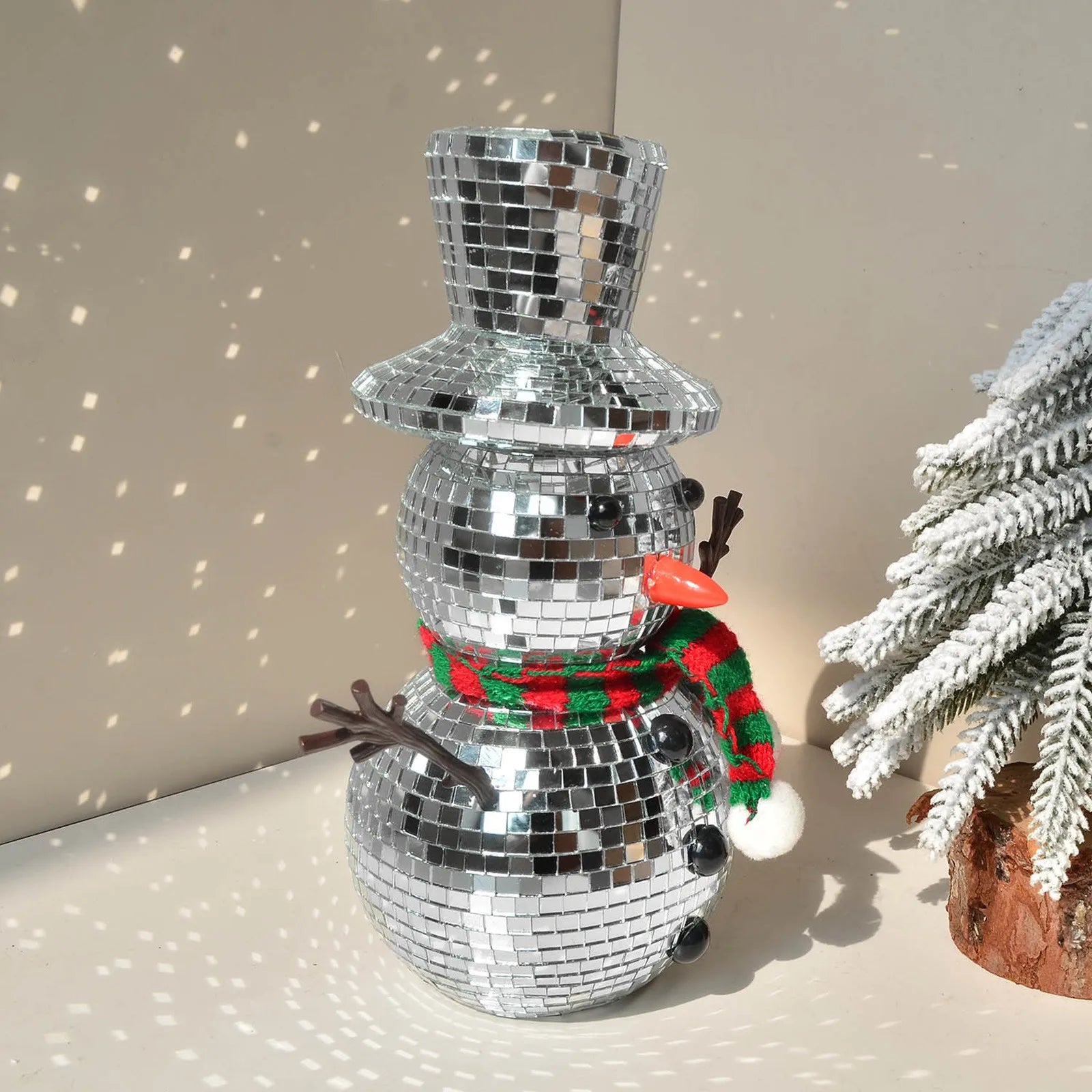 Creative Christmas Snowman Disco Ball Statue Reflective Winter Decoration Holiday Gatherings Decoration Supplies Christmas Gifts