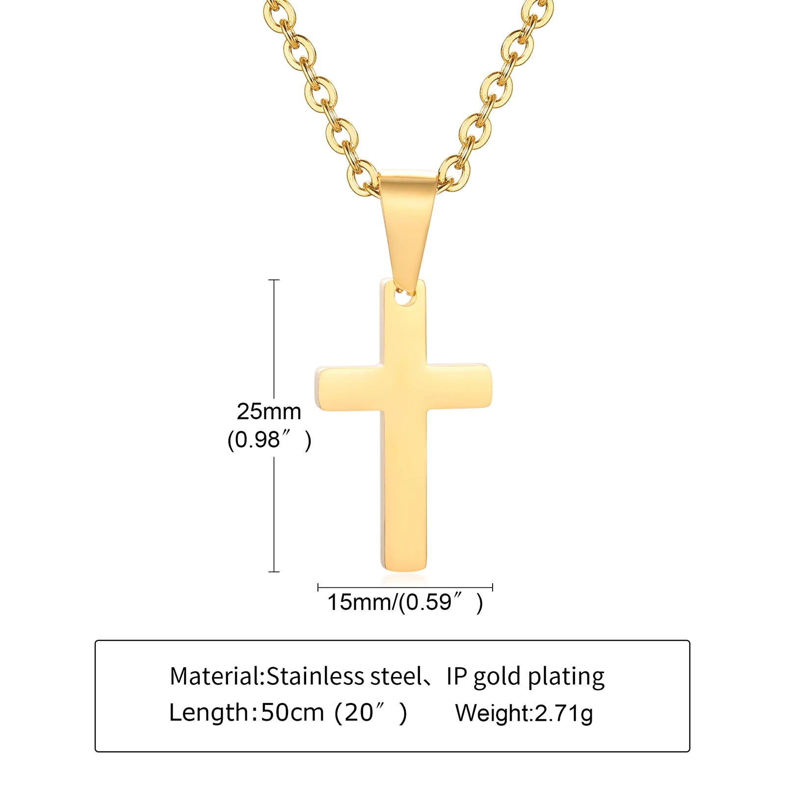 Cruz Cross Necklace Pendant, Women's Stainless Steel Cross Collar, Fashion Religious Jewelry