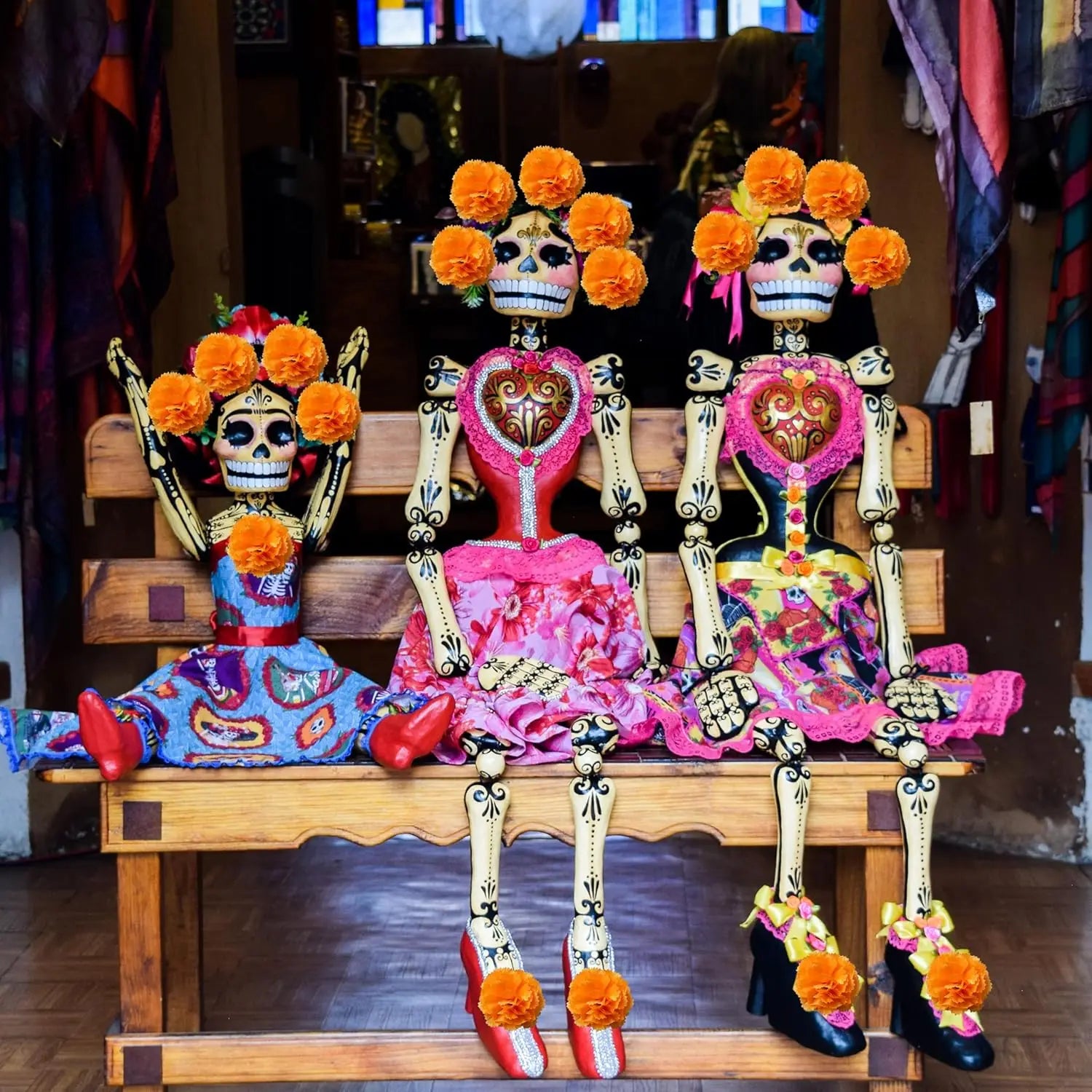 Artificial Marigold Flowers Day of The Dead Dia De Los Muertos Mexican for Diwali Home DIY Decoration Halloween Decor for Indian