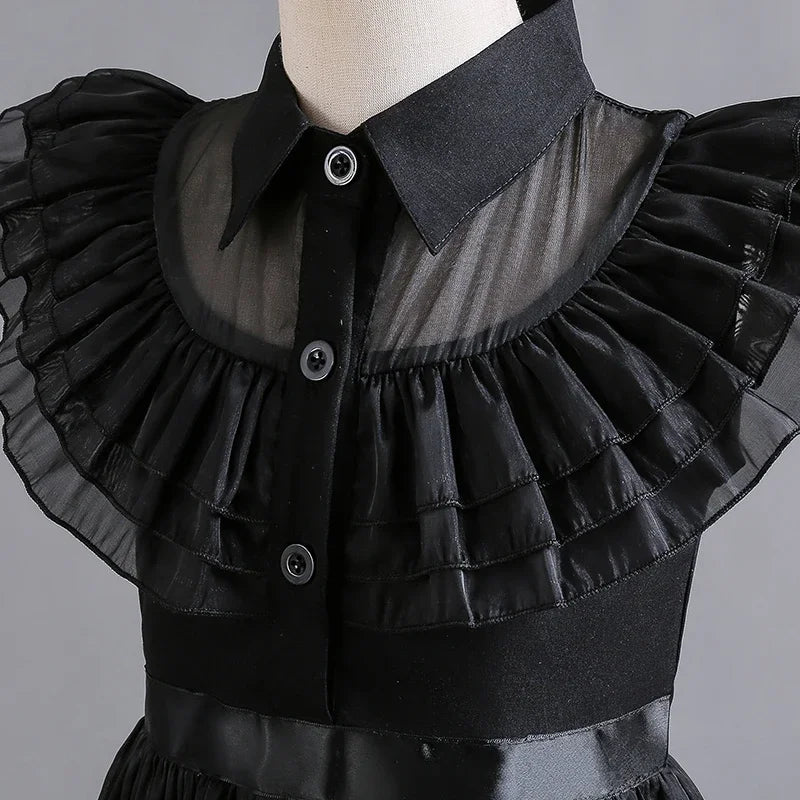 Children Wednesday Costume Girls Black Gothic Family Clothes Halloween Cosplay Costume for Kids Easter Carnival Fancy Dress Up