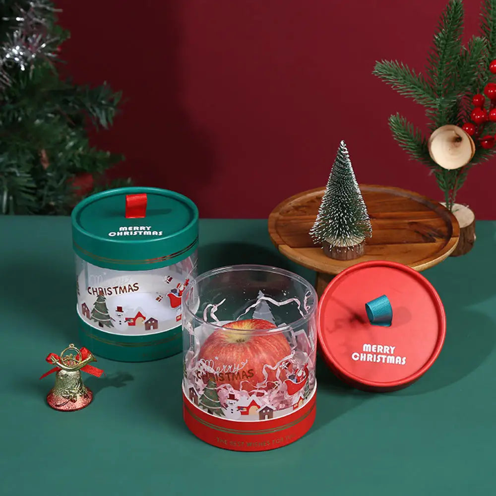Christmas Gift Packaging Box Festive Dessert Party Decoration Treats Cake Hug Bucket Plastic Transparent Storage Case Home