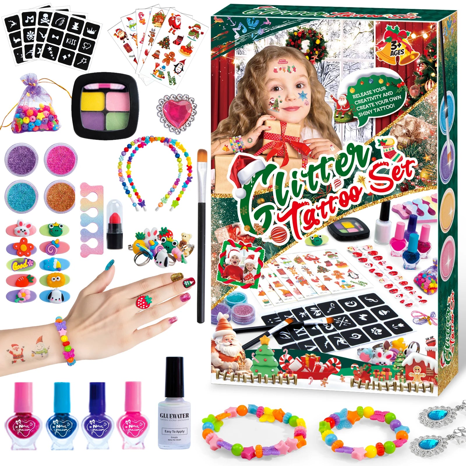 Christmas Diy Makeup And Armor Set For Children, Cosmetics, Beads, Hairpins, Necklaces, Jewelry, Cartoon Toys, Gifts