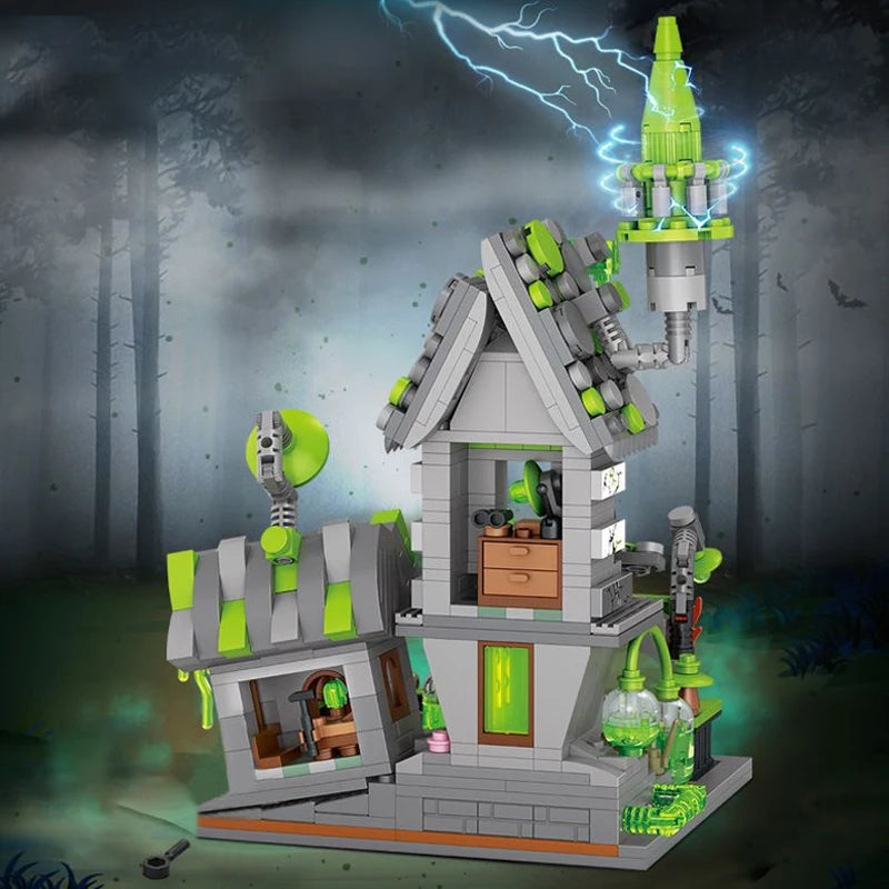 Halloween Toys Building Blocks Assembly Pumpkin House Ghost House Witch Science Monster Friend Party Decor Model Kids Gifts
