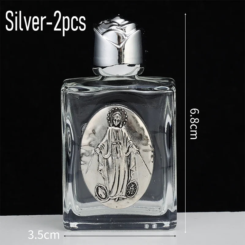 1/2pcs Holy Jesus Bottle Religious Cross Christian Virgin Sculpture Bottle Holy Water Storage Perfume Lotion Separate Bottles