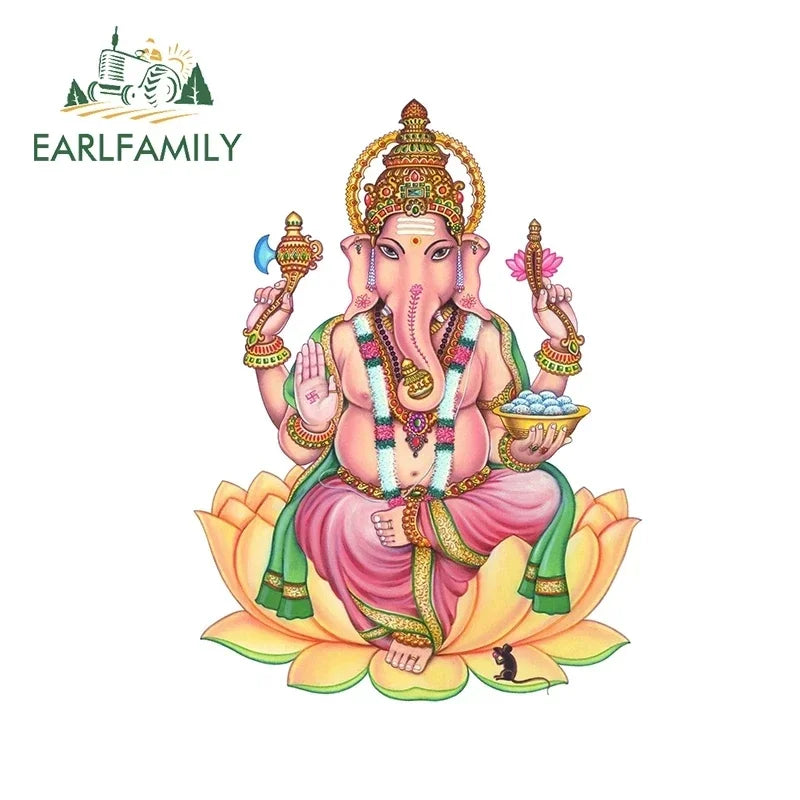 EARLFAMILY 13cm  for Ganesha Car Stickers Waterproof Sunscreen Suitcase Vinyl Material Motorcycle Helmet Fine Decal for Vehicle