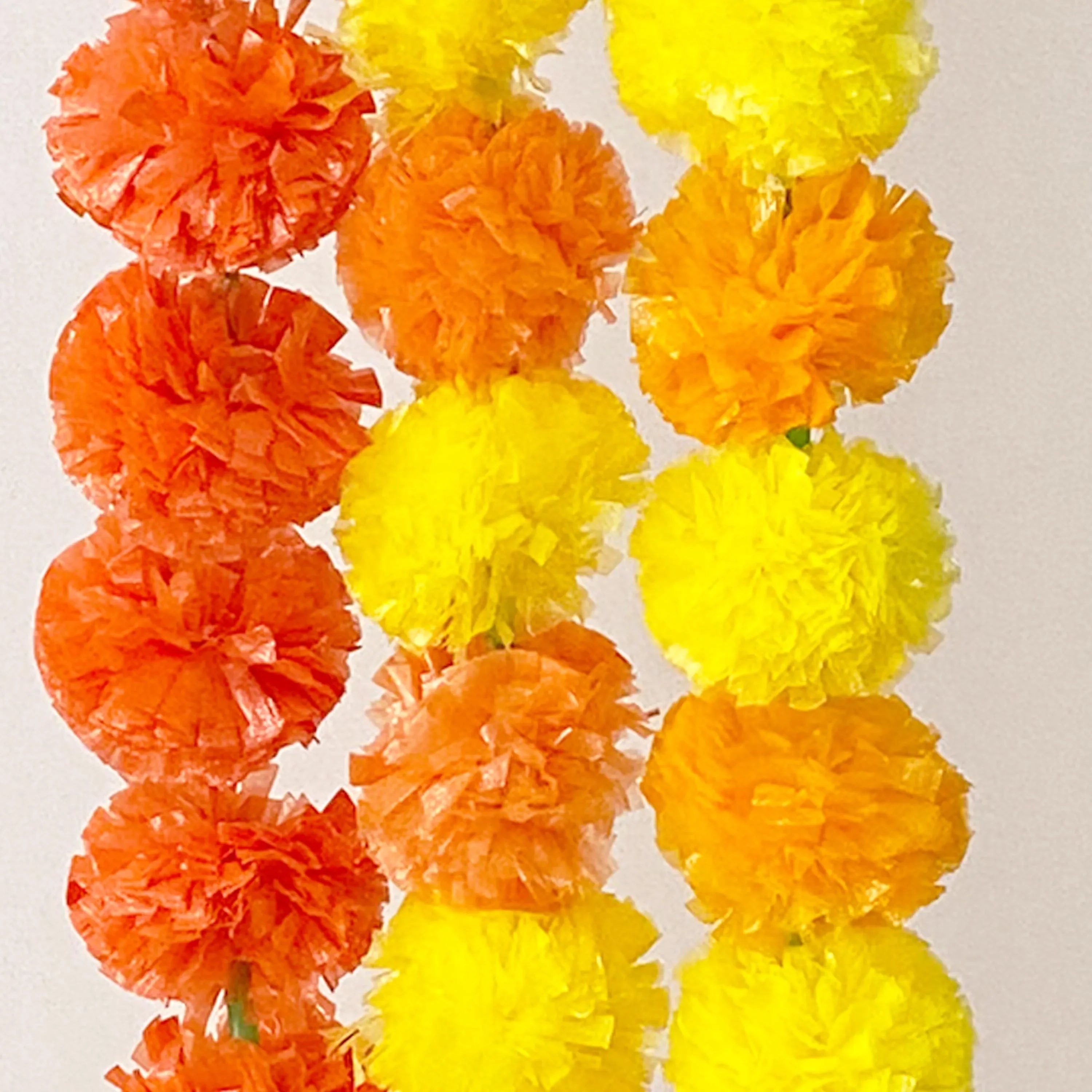 2 Pcs Marigold Flower Garland with бо Flowers for Diwali Mexican Dia de los Muertos DIY Wreath Day of The Dead Decor Party