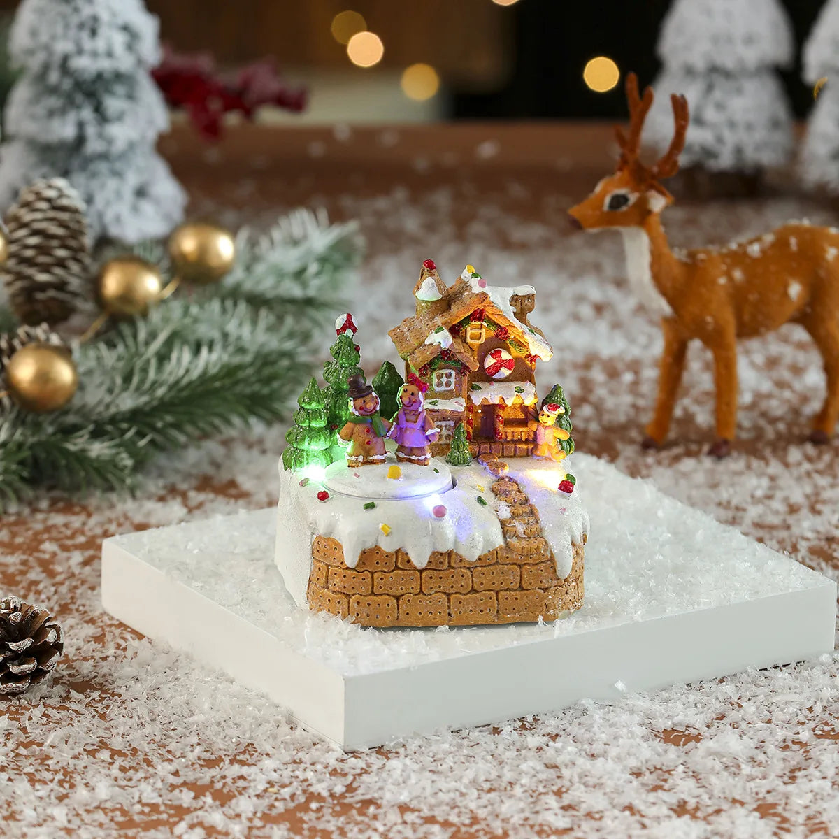 New Christmas decorations electric music, illuminated houses, LED lights, snow houses, Christmas ornaments gifts