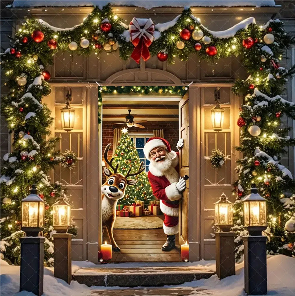 Christmas Hanging DoorBanner Antithetical Couplet Merry Christmas Party Decoration New Year 2026 Christmas Wall Banner Xmas Gift