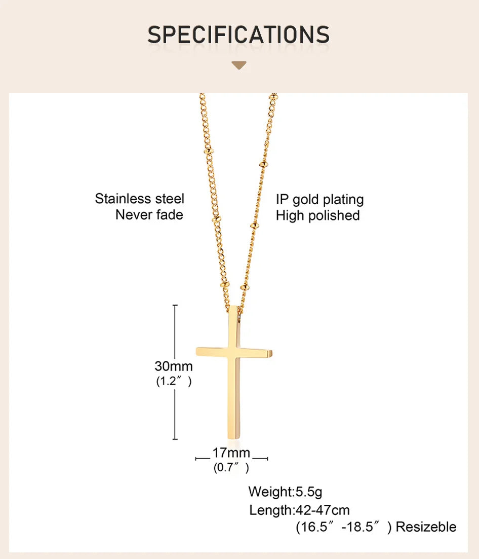 Cruz Cross Necklace Pendant, Women's Stainless Steel Cross Collar, Fashion Religious Jewelry