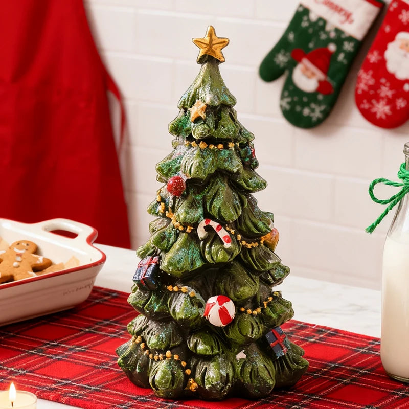 Christmas Tree Decorations Resin Sculpture Home Statues Figurines Christmas Trees Living Room Ornaments Table Desk Accessories