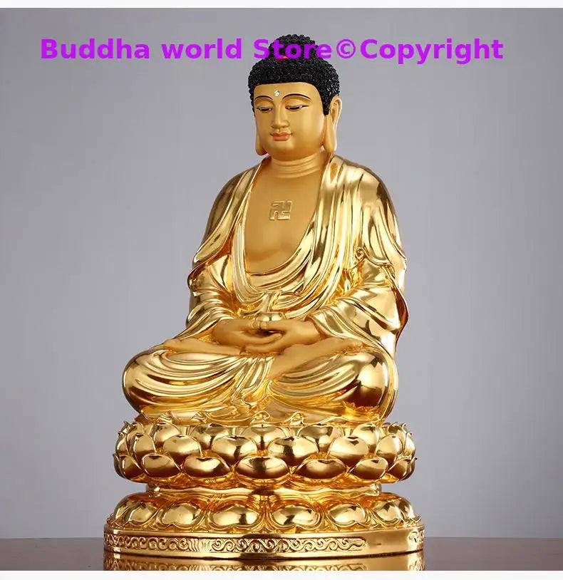 Asia GOOD high grade gilding copper Amitabha Sakyamuni Buddha statue HOME Patron saint bless safe health good LUCK protection