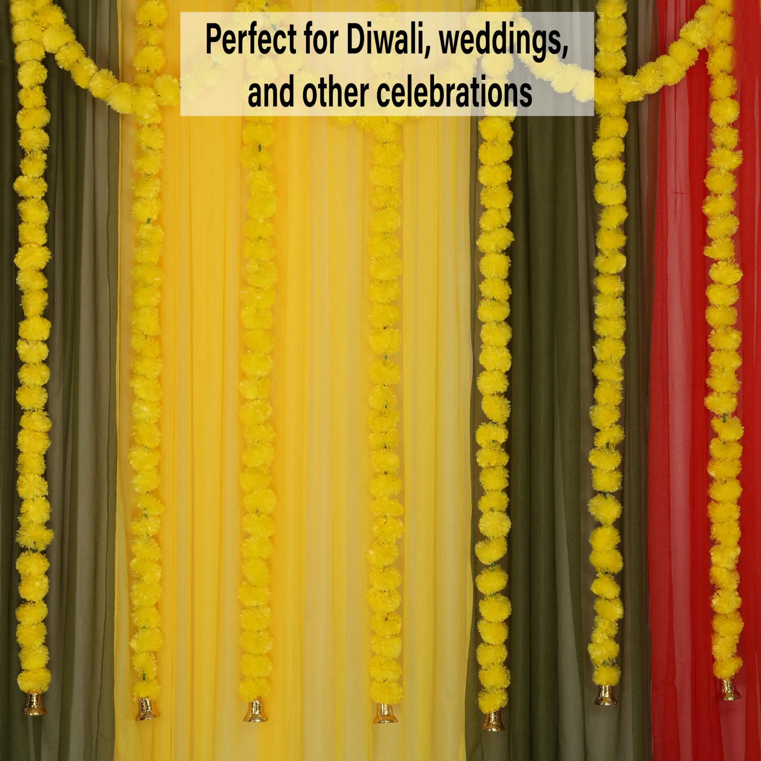 5-50pcs Marigold Flower Garlands Artificial Flower Garland for Indian Décor,Pooja, Diwali, Fiesta Day of The Dead, Mexican Party