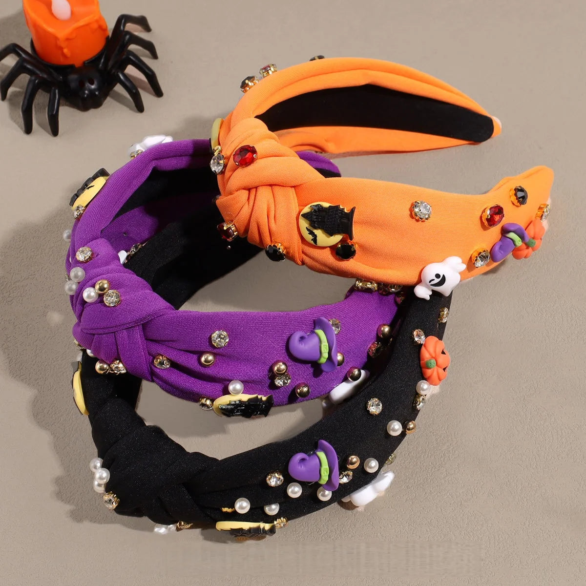 1 Pieces of Halloween Pumpkin Bat Ghost Witch Hat Elements Funny Girls Headbands for Halloween Dress up Gifts for Women