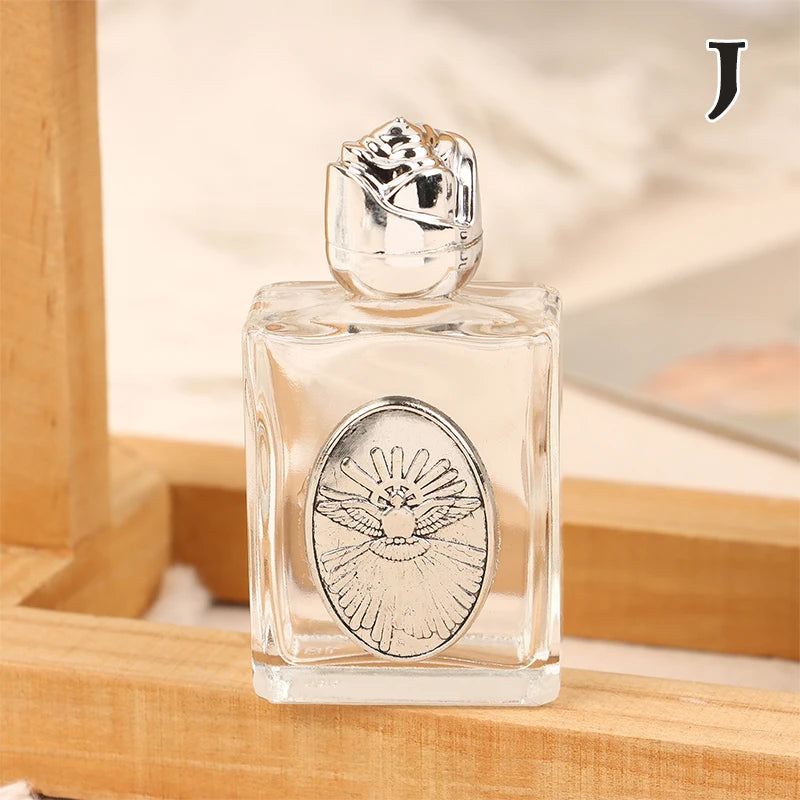 11 Types Of Glass Holy Water Jesus Bottle Religious Cross Bottle Christian Virgin Sculpture Bottle Refillable Holy Water Bottle
