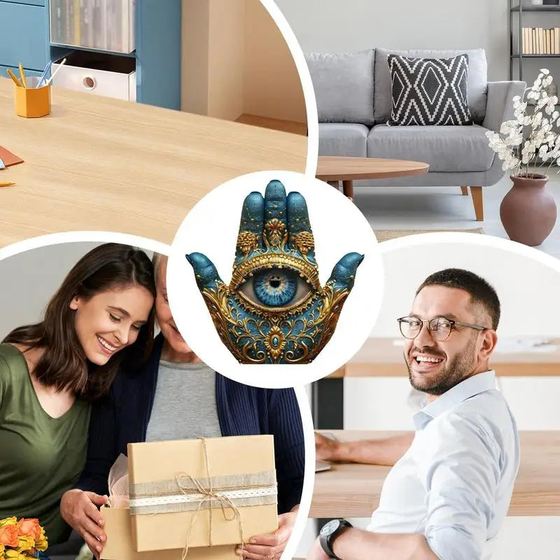 new Evil Eye Palm Sculpture Evil Eye Hands Decorative Sculpture Home Decor Statue Figurine Ornament for Bookshelf Desk Mantel
