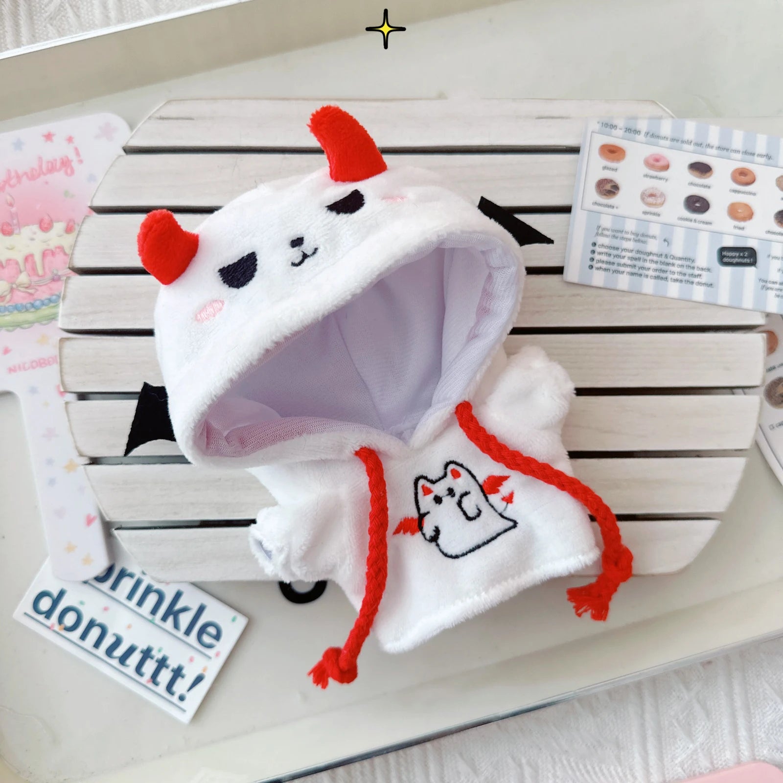 10cm Cotton Doll Hoodie Idol Doll Clothes Ghost Hooded Sweatshirt for Christmas Halloween Dress Up Accessories