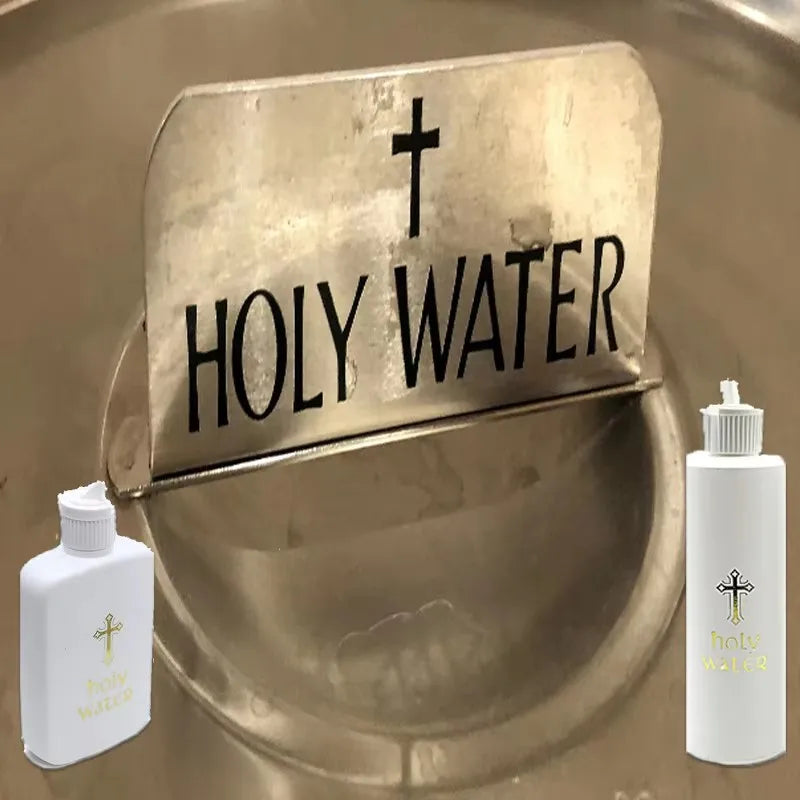 Plastic Holy Water Bottle with Jesus Cross-Catholic&Christian Religious Empty Refillable Container, for Baptism, Church, Prayer